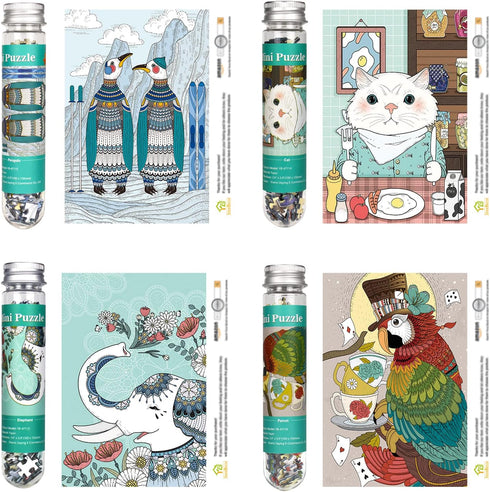 Mini Jigsaw Puzzles for Adults 150 Pieces(4 Packs) Small Jigsaw Puzzle Challenging Micro Puzzle Difficult Tiny Puzzle Home Decor Entertainment 6x4in (4 Pack-2)
