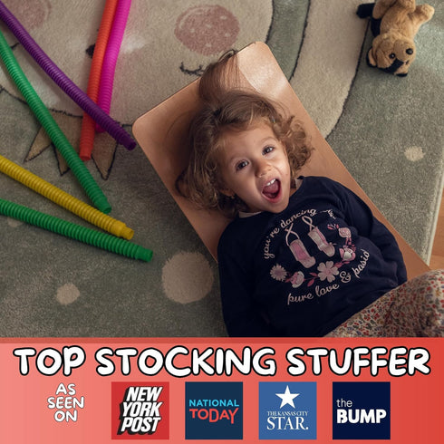 Nutty Toys 4pk Pop Tubes Sensory Toys (Large) for Fine Motor Skills Learning, Top ADHD Autism Fidget Gifts