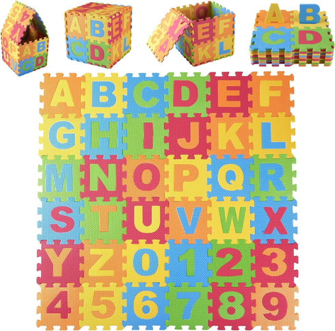 (72 6.25 6.25 Inches (2 Pack 36) DIMPLE Kids Foam Play Mat Pieces Total) x Interlocking Alphabet and Numbers Floor