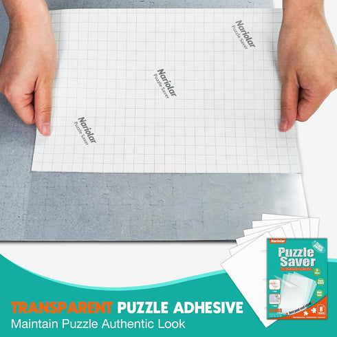 8 1000-Piece Nariolar Ultra-Adhesion Transparent Puzzle Glue Sheets, Puzzle Saver Sheets for Preserving Up to Jigsaws
