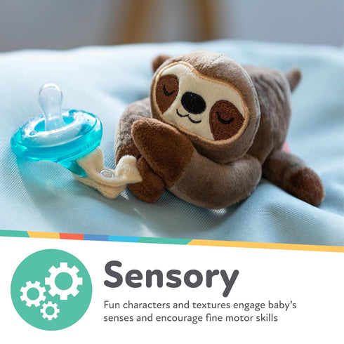 Set Nuby Calming Natural Flex Snuggleez Pacifier with Plush Combo for Cuddling with Comfort, Dino