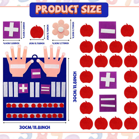 2 Handmade Felt Finger Toy Set, Felt Math Toys for Kindergarten Learning, Counting Finger Boards Addition Subtraction