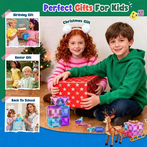 3 4 5 6 7 8+ Soyee Magnetic Tiles Toddler Toys Travel Essential Games Magnet Building Blocks STEM Sensory Educational