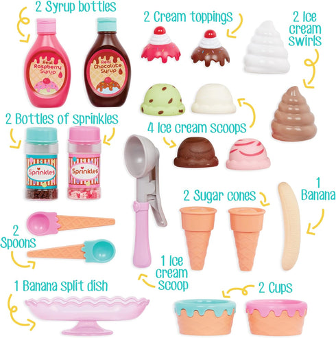 Set 3+ Years(21 Battat Play Circle Toy Food Ice Cream Kitchen Accessories for Kids Pretend Play Sweet Treats Ice Cream