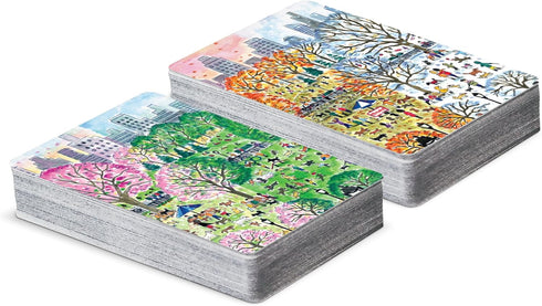 Galison Four Seasons Playing Card Set – 2 Standard Decks Featuring Unique Cityscapes and Landscapes