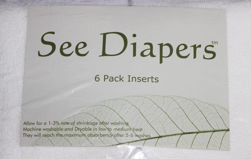 6 Pack 100% 4 See Diapers Microfiber Inserts for Baby Cloth Diapers Reusable Layers