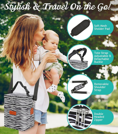 Pack, 6 9 Oz, PIIOSER Breastmilk Cooler Bag with Ice Fits Baby Bottles Up to Stylish Baby Cooler Travel Bags