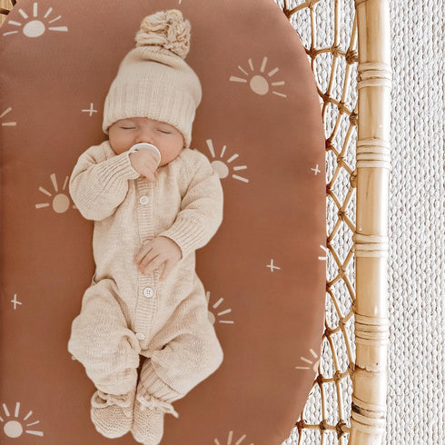 GRSSDER 3 Pack Stretchy Ultra Soft Bassinet Sheet, Universal Fit for Baby Cradle, Moses Basket, Stylish Print of Sunny