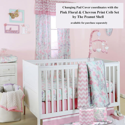 Floral Changing Pad Cover in Pink, Mint, Purple & Grey