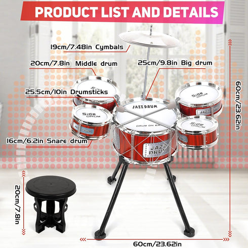 3-5 Set 5 3 4 5 4-6 Toy Drum Kit for Kids Toddler Rock Drum with Drums Musical Instrument Toys for Year Old Boys Girls