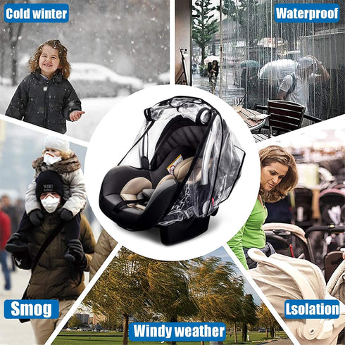 Car Seat Rain Cover - Food Grade EVA, Waterproof, Windproof Protection with Quick-Access Zipper