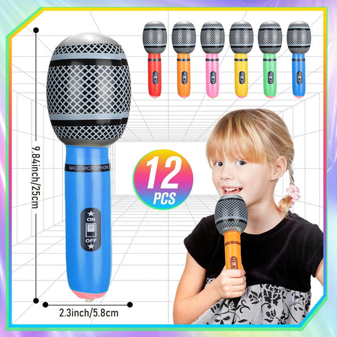 24 Set 12 12 1 Pcs Colorful Inflatable Instruments Rock Star Toy Including Pcs Plastic Microphones, Inflatable Guitars