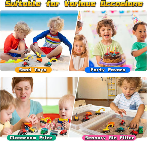 1-3 3-5 Fajiabao Construction Toy Cars for Toddlers Boy Toys Mini Pull Back Cars Small Truck Sensory Bin Bulk & Goodie