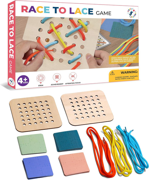Race To Lace - Perfect Travel Game for Kids & Adults - Great Car & Airplane Games for 4+ Years