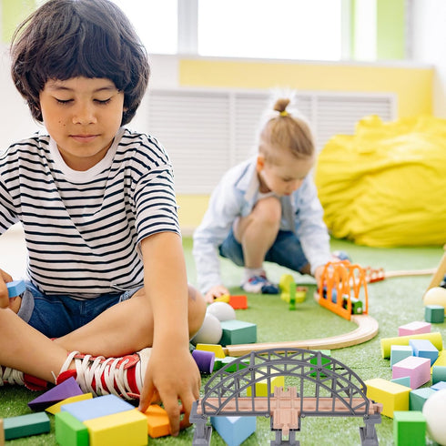 Wooden Train Bridge Model - Track Accessories for Kids' Railway Layouts
