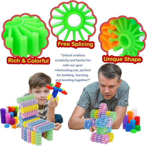 STEM Building Blocks Toys for Kids, Educational Gear Interlocking Construction Playset for Creativity