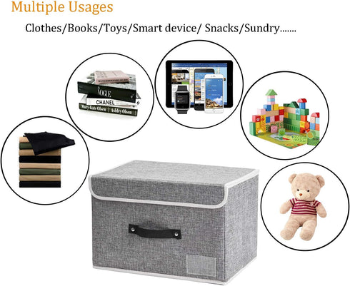 4 Pack closet, Storage Boxes with Lids Foldable Decorative Fabric Storage Bins for Jane's Home Compact Toy Storage