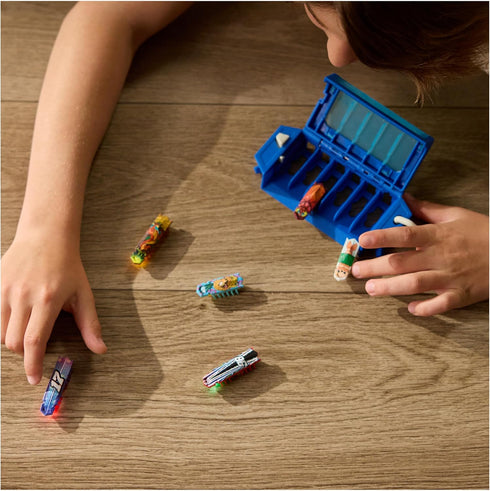 1 Playsets 3 HEX Bots Nano On-The-Go Launcher with Bonus Flash Nano, Autonomous Mini Robot Sensory Toy and Carrying