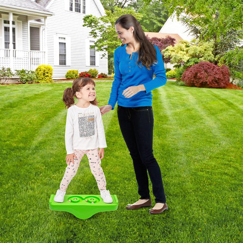 Kids Rocking Seesaw Balance Board with 5 Wooden Balls, Sensory Training Rocking Board for Indoor Outdoor Activity Toy