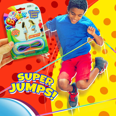 Chinese Jump Rope for Kids - 6 Ankle Skipping Ropes, Elastic Long Jump Rope for Elementary School & Playground Toys