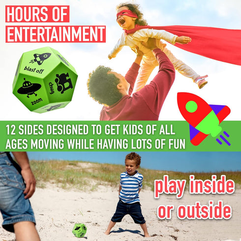 Movement Dice & Activity Dice, Gymnastics Games & Gross Motor Toys for Toddlers 3-5, Outdoor Kids Play Equipment