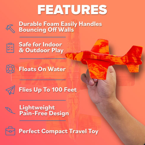 Airplane Toy Foam Glider Plane for Kids: Best Outdoor Beach Toys for Boys & Girls, Fun Flying Gliders Easy Throwing