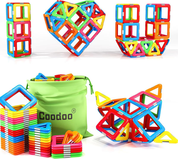 Coodoo Upgraded Magnetic Blocks Tough Tiles STEM Toys for 3+ Year Old