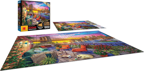RoseArt - Kodak Premium Cork - Manhattan Balcony Sunset - 1000 Piece Jigsaw Puzzle for Adults