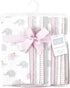Set Lilac Elephants Cotton Flannel Burp Cloths for Babies - One Size