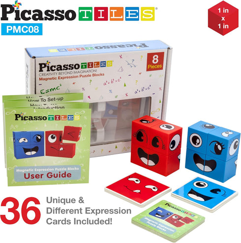 PicassoTiles Magnetic Expression Puzzle Toy Building Block Mix & Match Cubes Sensory Toys Educational STEM Kit for Kids