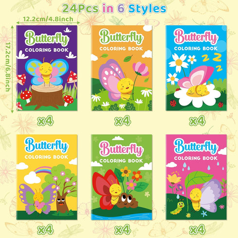 24Pcs Dvbonike Spring Butterfly Coloring Books - Springtime Flower Insect DIY Color-in Pages Cute Floral Patterns
