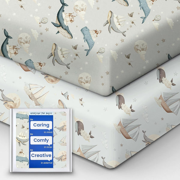 Premium Fitted Baby Boy Crib Sheets for Standard Crib Mattress - Ultra-Soft