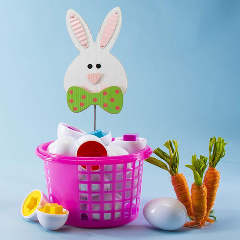 Prextex Easter Eggs Educational Puzzle in a Basket (12 Eggs) - Baby Easter Basket Toddler Toy Gifts