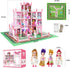 Doll House Set for Girls, Princess House Toys with 4 Dolls and 4-Story 11 Rooms for Kids