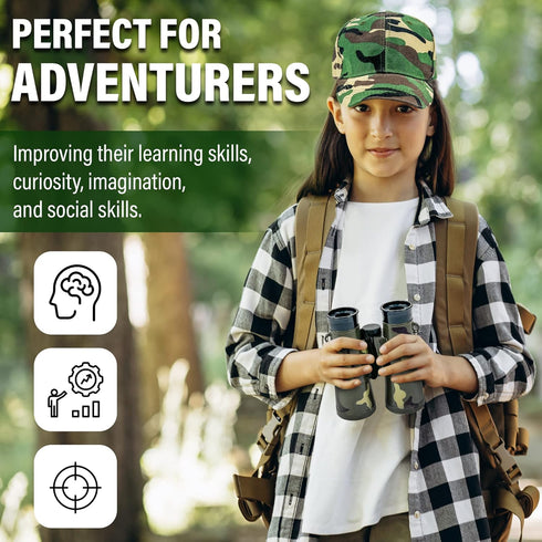 Outdoor Adventure Kit for Kids, Premium Camouflage Camping Gear with Walkie-Talkies, 10 in 1 Explorer Gear Set