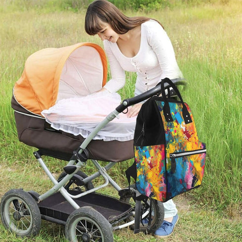 FHEDVBN Backpack Mummy Backpacks Daypack Colorful Abstract Painting Diaper Bag for Women Multifunction Waterproof