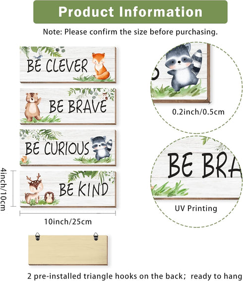 CloverKoi 4 Woodland Nursery Decor for Boys Girls, Safari Nursery Decor, Jungle Theme Nursery Decor for Teen Boys Kids