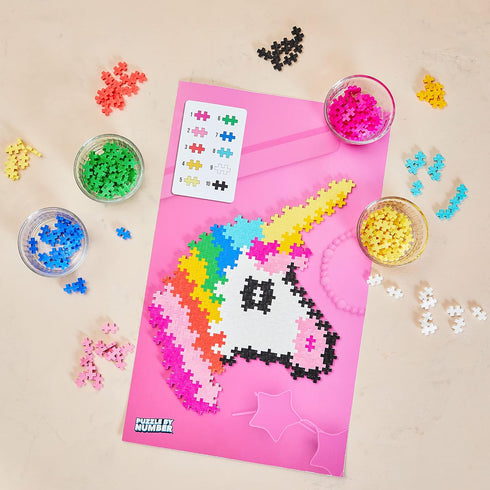 Plus Plus 250 Piece Unicorn Puzzle By Number - Interlocking Mini Puzzle Blocks Construction Building STEM Toy