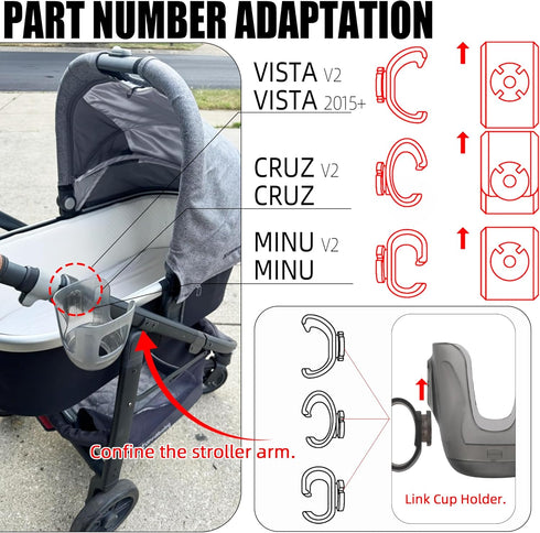 V2, V2, MinuV2 Baby Stroller Cup Holder Compatibile with Uppa-Baby Vista, Cruz, Minu Strollers Cup Holder Attachment
