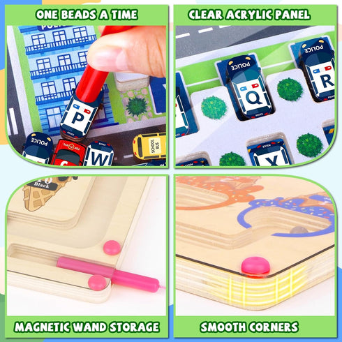 2 1 3-6 wakeInsa in Magnetic Color and Number Maze,Montessori Toy for Years Old,Wooden Magnet Balls Puzzles,Toddler