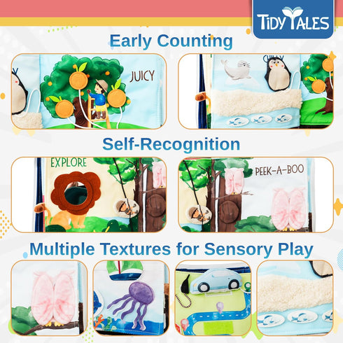 Tidy Tales 1-3 1, 2, 3 Busy Book for Toddlers - No Loose Pieces - Montessori Toys for Year Olds - Mess-Free Airplane