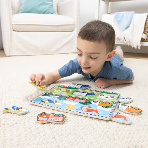 Melissa & Doug Wooden Peg Puzzle, Vehicles (8 pcs)