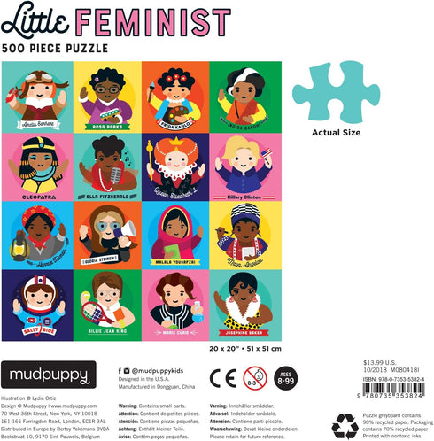 Mudpuppy Little Feminist 500 Piece Jigsaw Puzzle for Kids and Adults, Celebrates Women with Colorful Illustrated