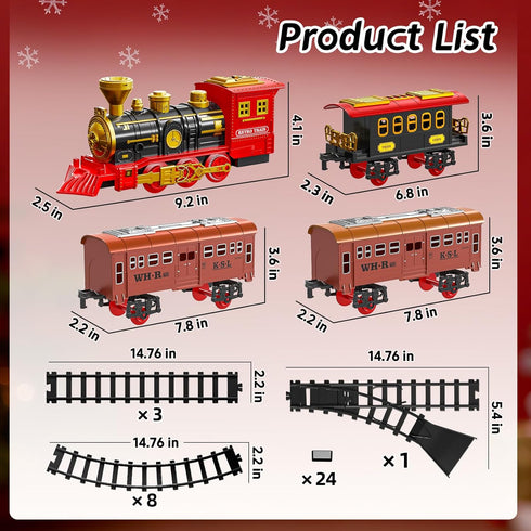 Novaluki Set 3 4 5 6 7 8 Electric Train for Kids, Christmas Train Toys with Smoke, Light and Sound, DIY Building Train