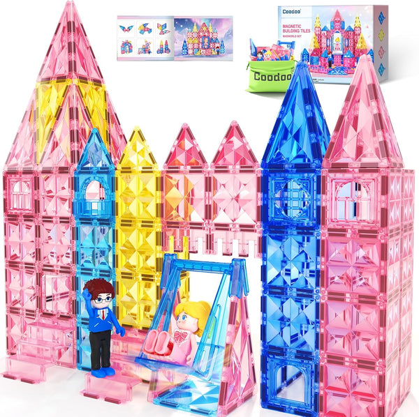 Coodoo Diamond Magnetic Tiles Magnetic Building Blocks STEM Sensory Toy for Boys
