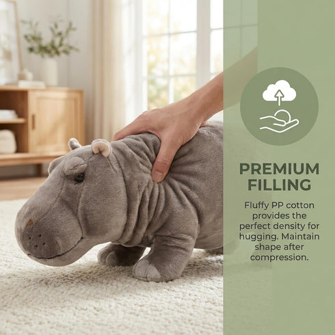 Frankiezhou Home 14 Realistic Hippo Plush Toy - Simulation Standing Hippopotamus Stuffed Animal, Soft Wild Animals