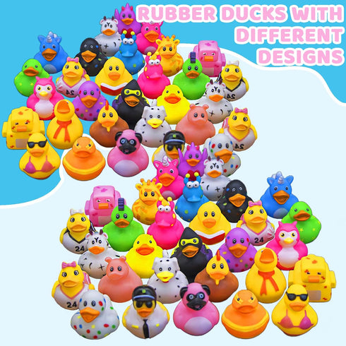 Diteryy 60 Pack 2.3 Inch Rubber Ducks for Jeeps Bulk Floater Jeeps Ducks for Ducking Assortment Mini Rubber Duckies