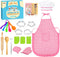 Kids Apron Kitchen Toys 20Pcs - Educational Cooking Baking Set with Cookbook & Chef Hat for 3-8 Year Old Girls