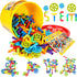 WishaLife 250 Pieces STEM Building Blocks Set - Kids Tube Locks Construction Set with Storage Box for Preschool Learning