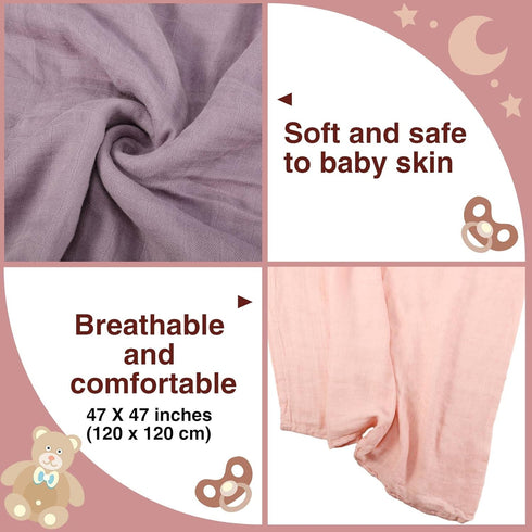 47 47 Inches x Muslin Swaddle Blankets Cotton Newborn Receiving Blankets Breathable Colorful Baby Swaddle Soft Baby